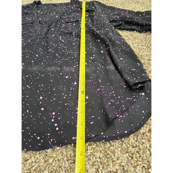 Torrid Black Purple Splatter Print Blouse Roll Tab Sleeve Size 2X Preppy - Picture 6 of 9